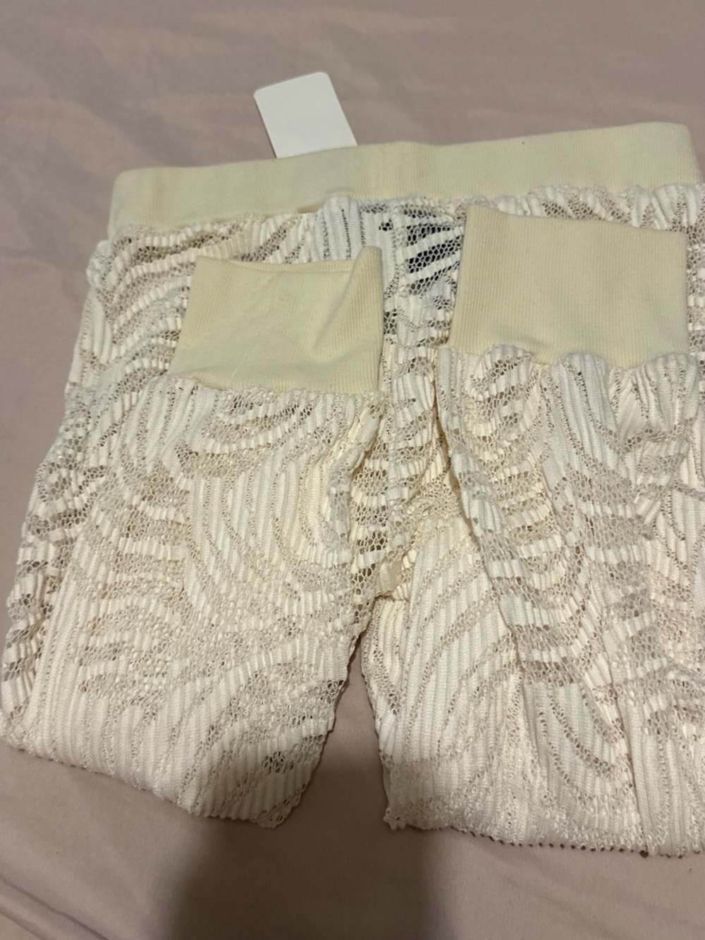 Women’s Lace Cream pants/trackpants. Artemis fern lace track pant in ivory XS